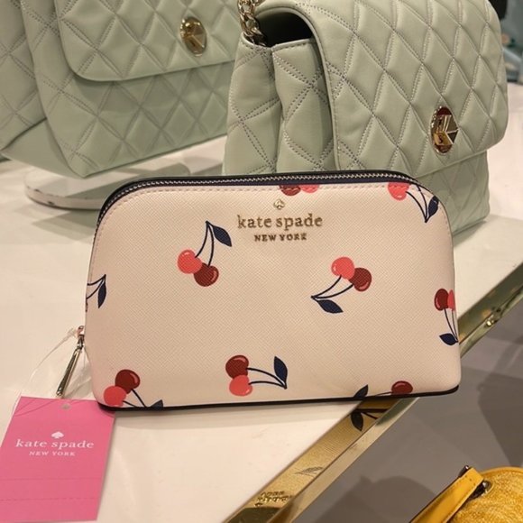 Kate Spade Dancing Cherrie Small Cosmetic Case Cream Multi - Picture 16 of 16